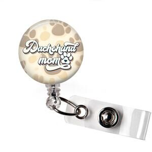 Dachshund Mom Badge Reel Dog Lover Retractable ID Holder